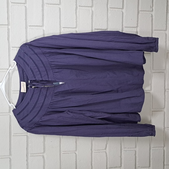 Universal Thread Blue Boho Tie Front Balloon Sleeve Blouse. Size Medium NWT - Picture 6 of 8